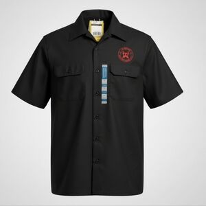 Carhartt Twill Down Black Button Down Shirt with Red Logo